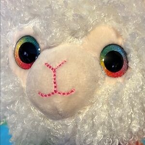 Pride Cute And Cuddly Fuzzy Llama - White with Rainbow Scarf